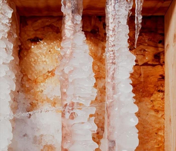Frozen copper pipes inside a wall